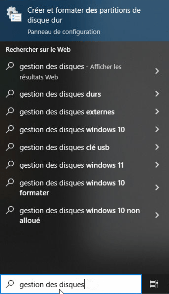 créer et formater des partitions windows