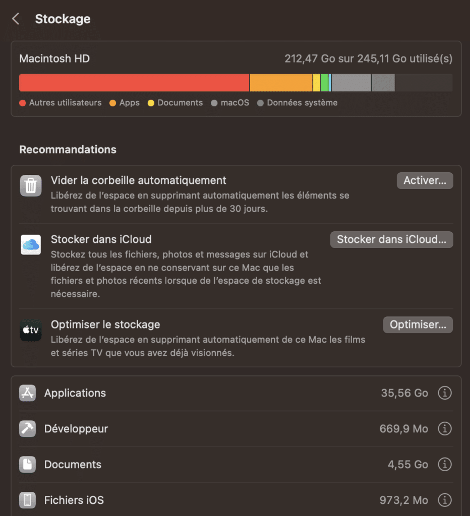 espace de stockage