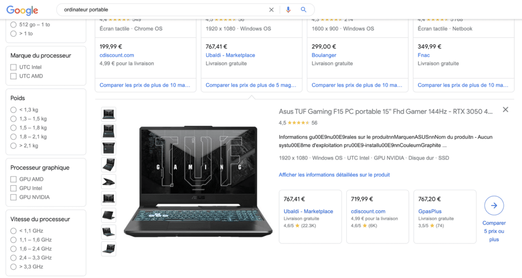 Google Shopping Détaillé