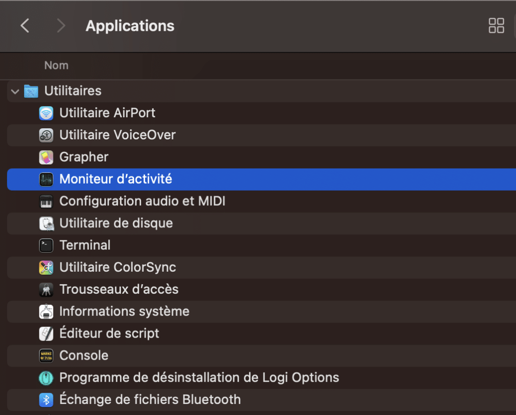 lancer moniteur d'activité