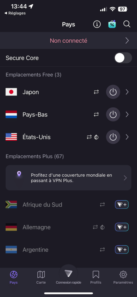 choix du serveur proton vpn