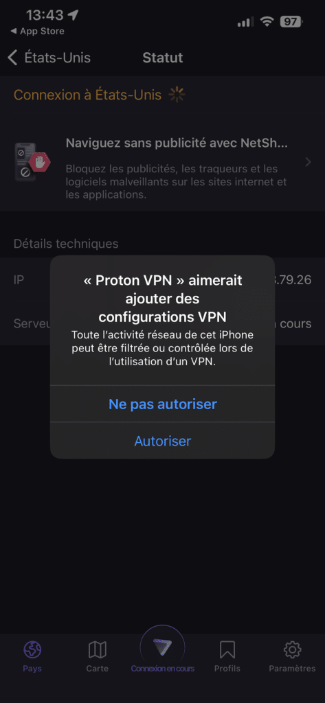 configuration du vpn dans iphone