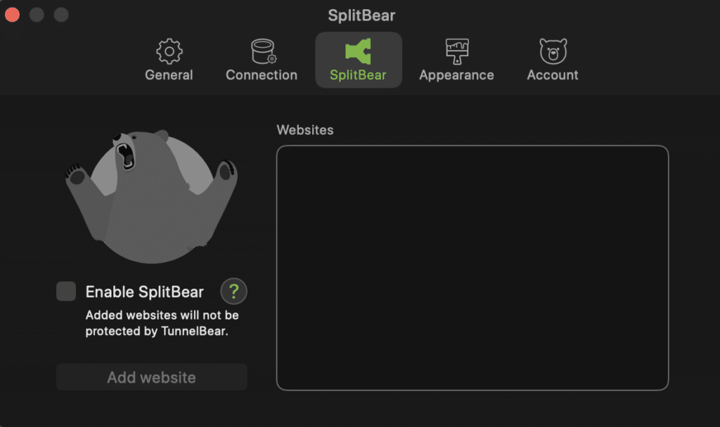 tunnelbear split tunneling