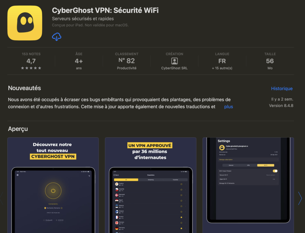 cyberghost appstore