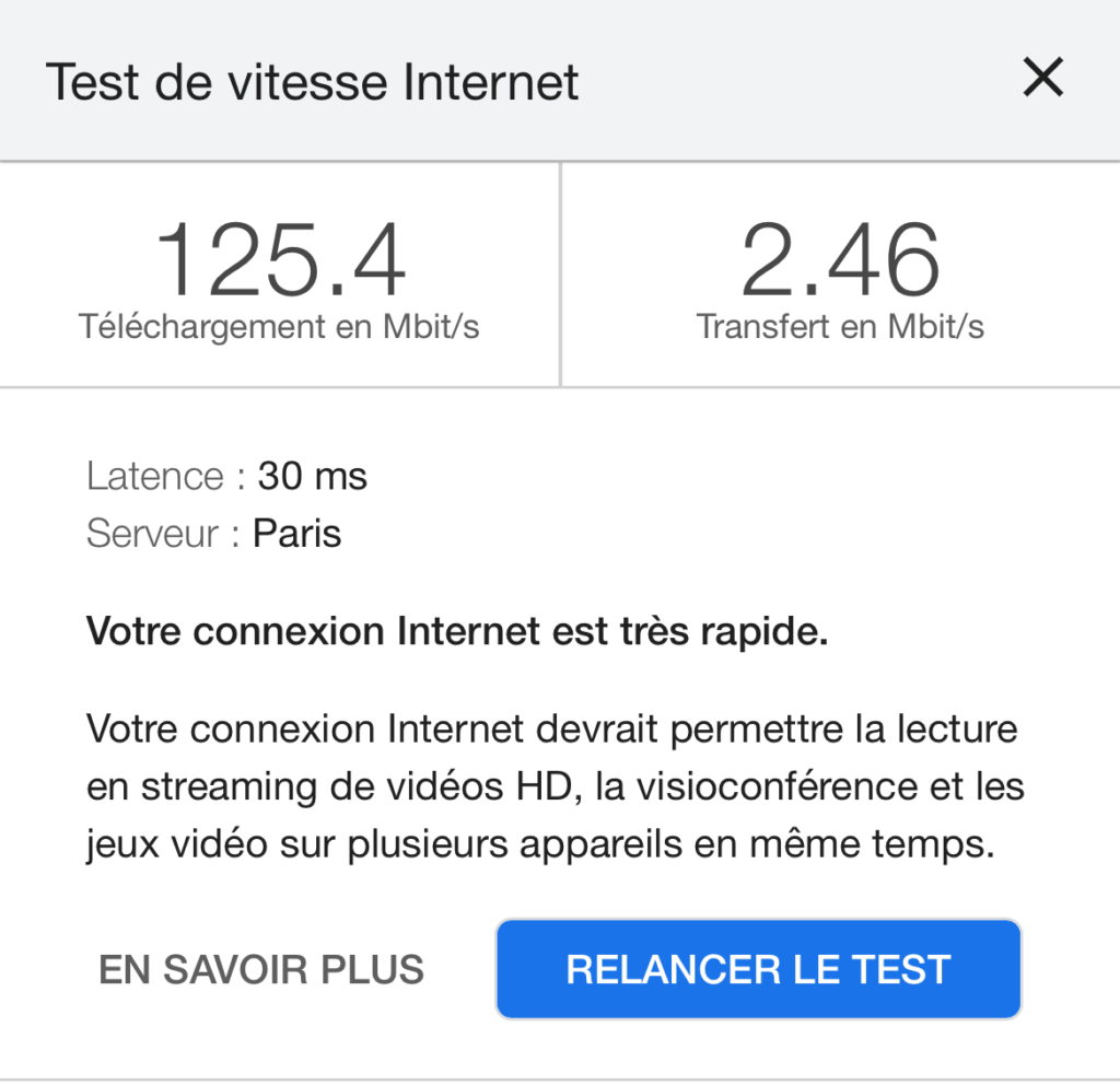 test vitesse 4G avec cyberghost