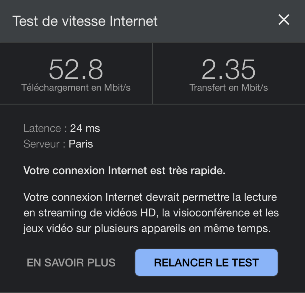 test vitesse 4G avec cyberghost