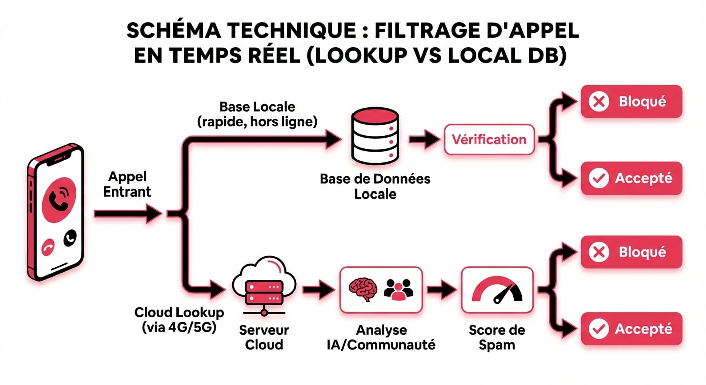 Fonctionnement technique du filtrage anti-spam : base locale vs interrogation cloud