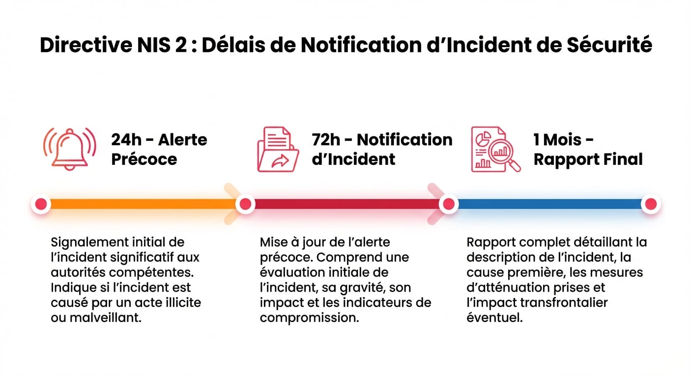 Timeline des obligations de déclaration d'incidents cyber NIS 2