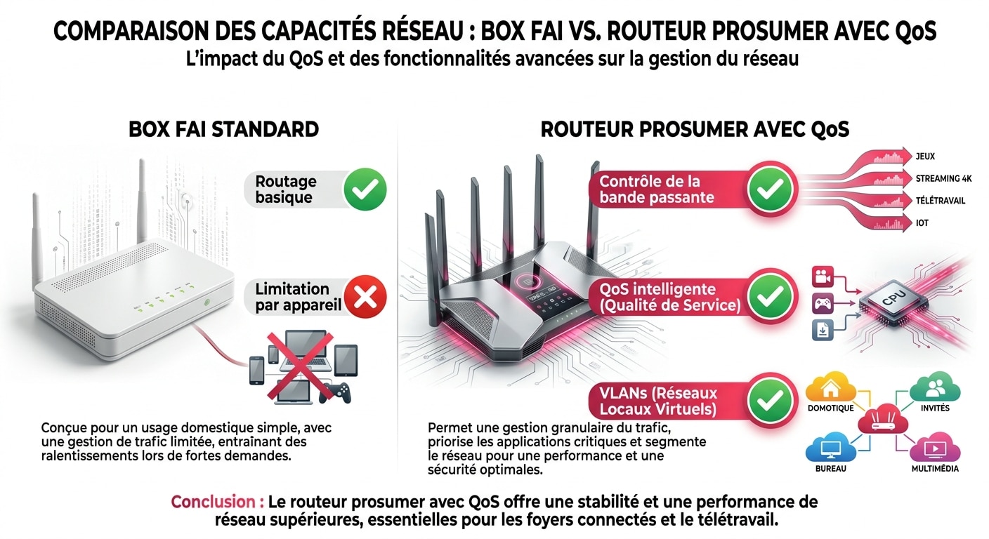 Comparatif technique Box Internet vs Routeur dédié pour la gestion de la vitesse par appareil