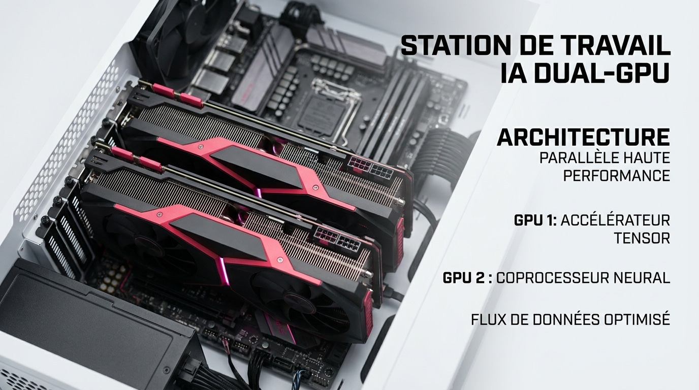 Station de travail IA locale équipée d'une configuration Dual-GPU haut de gamme pour l'inférence